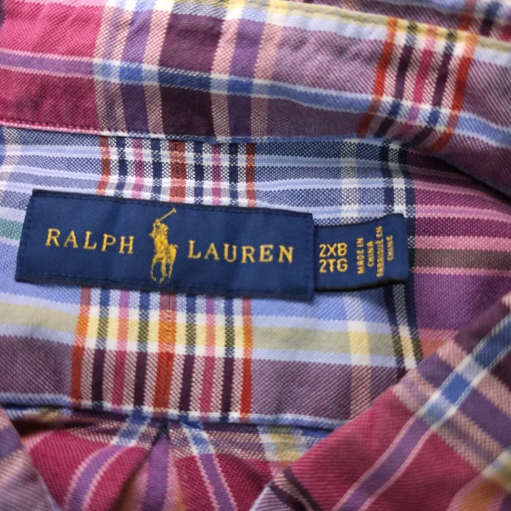 Ralph Lauren Mens Multicolor Plaid Classic Fit Button Down 2XB Colored Pony